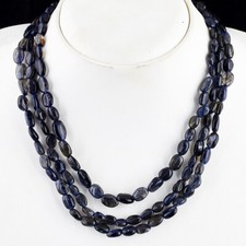 3 Strand 301.00 Cts Awesome Blue Iolite Beaded Beautiful Necklace VK 21 E568