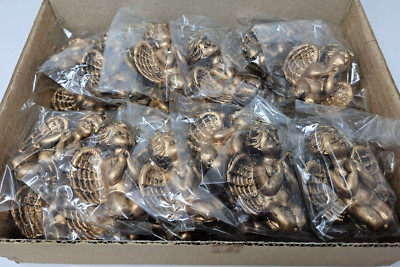 Bulk Lot of 24 Gold 4'' Cherub Angel Antiqued Bronze Plastic Christmas Ornaments