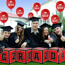 2024 Graduation Decorations Set - So Proud of You Balloon Boxes- 5 Color Options