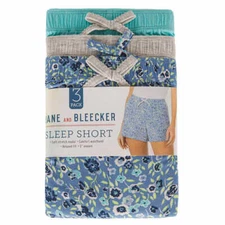 Jane and Bleecker Ladies' Sleep Short 3-Pack Geo Blue Large