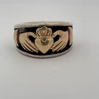 Vintage Claddagh Ring 14K Yellow Gold & Sterling Silver
