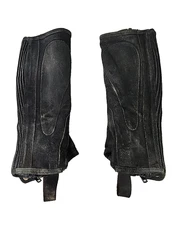 Moretta Amara Half Chaps Children's LARGE Black Suede Horse Riding Half Chaps