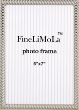Contemporary Silver Metal Picture Frame 5X7 with Velvet Backing and Bead Design
