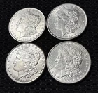 Four Morgan Silver Dollars 1892 S , 1884 O , 1900 P , 1890 P in XF to AU Cond