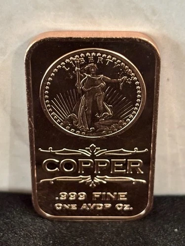 1oz .999 Fine Copper Bar "Walking Liberty"