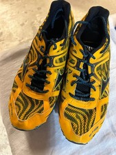 EUC Mizuno Wave Elixir 7 Shoes Yellow Black Blue Tiger Print Men Size 11.5