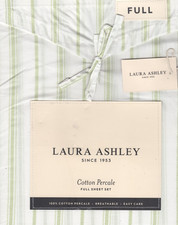 Laura Ashley Full Sheet Set Symphony Stripe Green 4pc Cottage Holiday Farmhouse