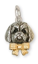 Shih Tzu Charm Silver And 14k Gold Shih Tzu Jewelry SZ4W-C