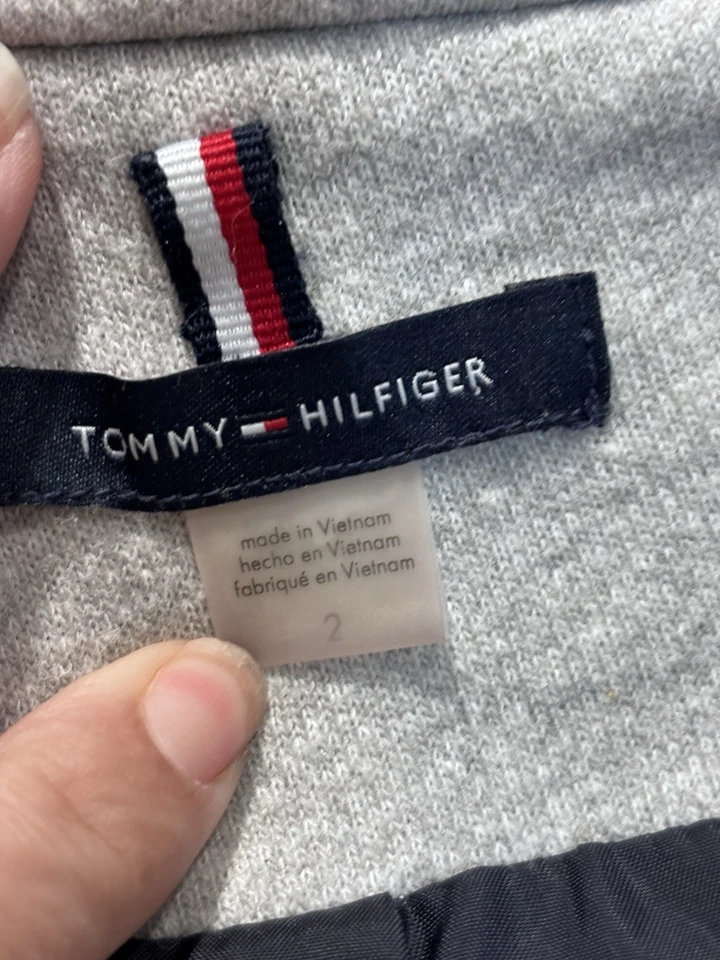 Abrigo deportivo gris Tommy Hilfiger para mujer blazer de un botón parches en el codo talla 2 Foto 3 de 4