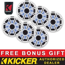 KICKER OEM REPLACEMENT 8" COAXIAL BOAT/MARINE LED SPEAKERS 4OHM WHITE 3 PAIRS