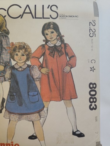 Dress Pinafore NO COLLAR Girls 7 McCalls 8083 McCall's Sewing Pattern No Collar - Picture 2 of 7