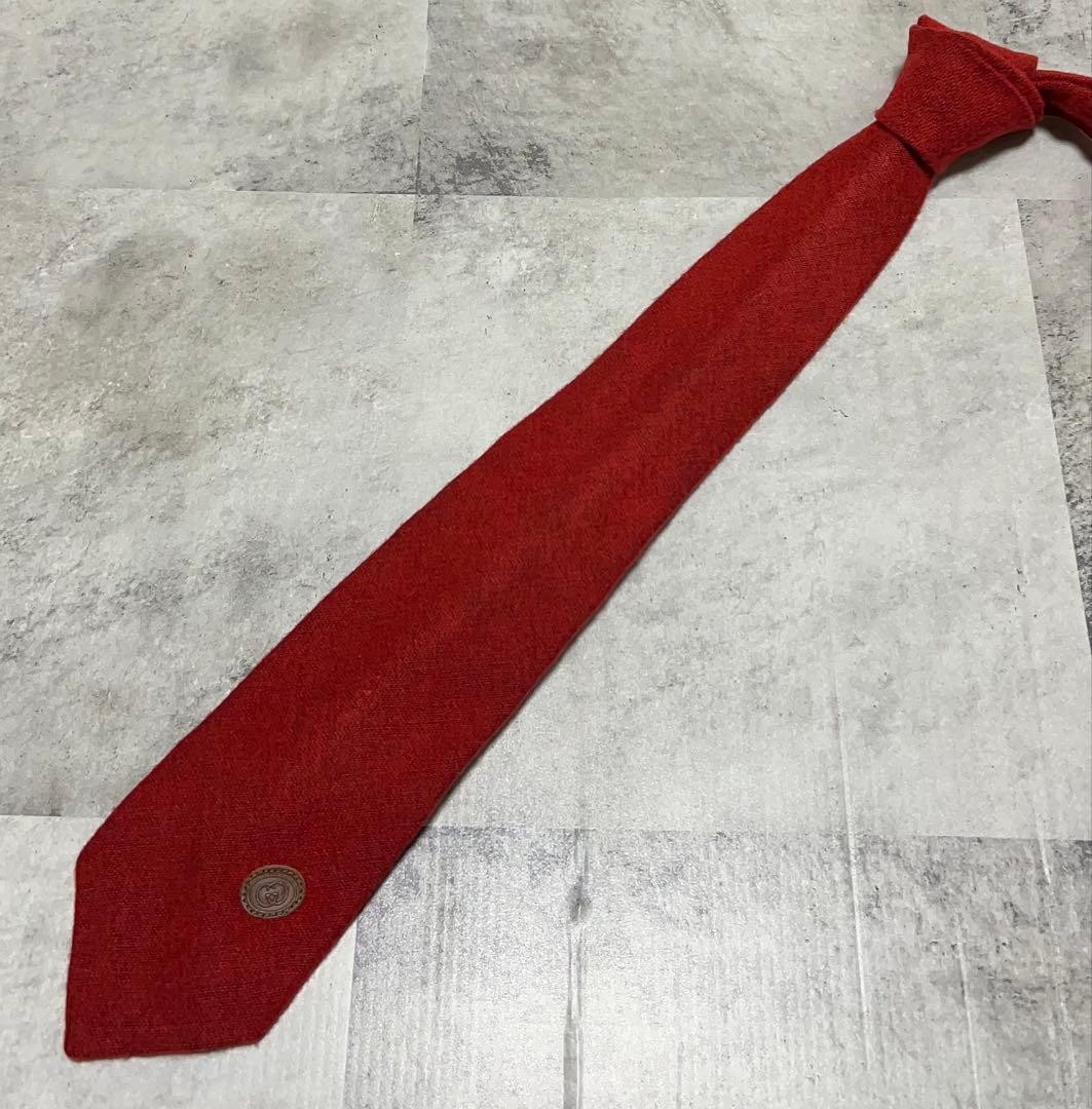 GUCCI Interlocking Solid Necktie Silk 20% Cashmer… - image 2