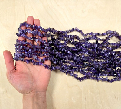 Amethyst Drilled Beads String Gemstones Freeform Chips Crystal Stones with Holes