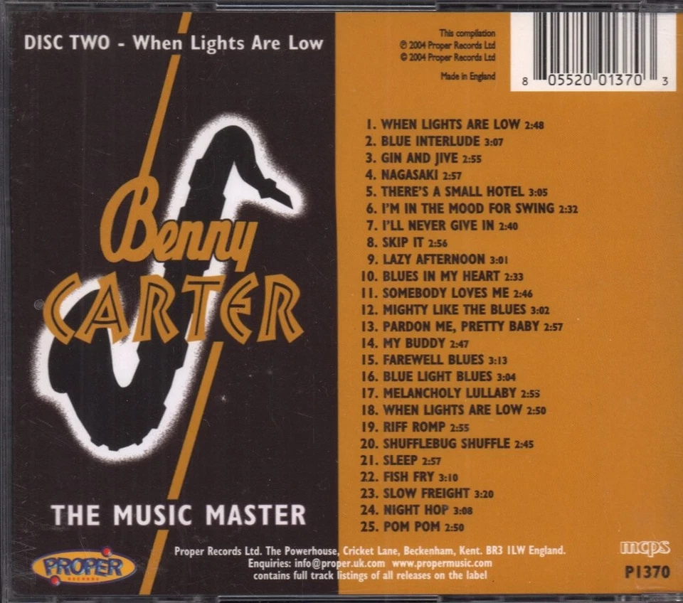 Benny Carter When Lights Are Low CD UK Proper 2004 disc two P1370 - Image 2 of 3