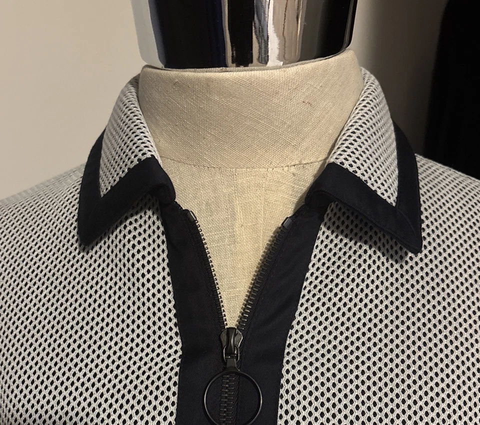 Chaqueta de malla Akris •punto cremallera frontal azul marino/blanco talla 4 Foto 2 de 4