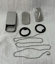 Military Spec. Army Blank Shiny Dog Tag Set w/ Stainless Steel Ball Chains