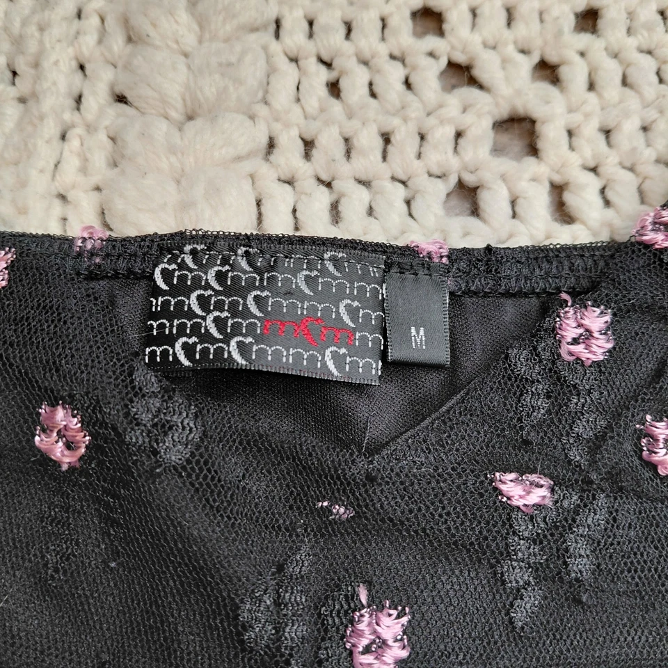 Романтическая кукла кружева Майка Y2K крокет прихоти черный женщин M цветочный фея - Изображение 3 из 4