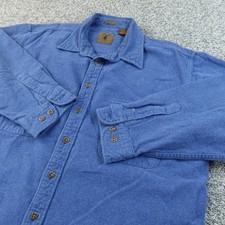 St Johns Bay Shirt Mens XL Blue Chamois Flannel Button Up Long Sleeve Outdoor