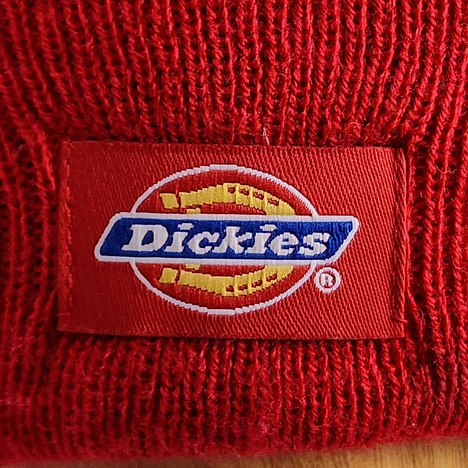 Dickies Red Knit Acrylic Cuffed Beanie Cap OSFM - Image 2 of 4