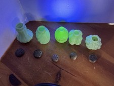 5 Uranium Green Jadeite EAPG Milk Glass Salt & Pepper Lot Depression Shakers VTG