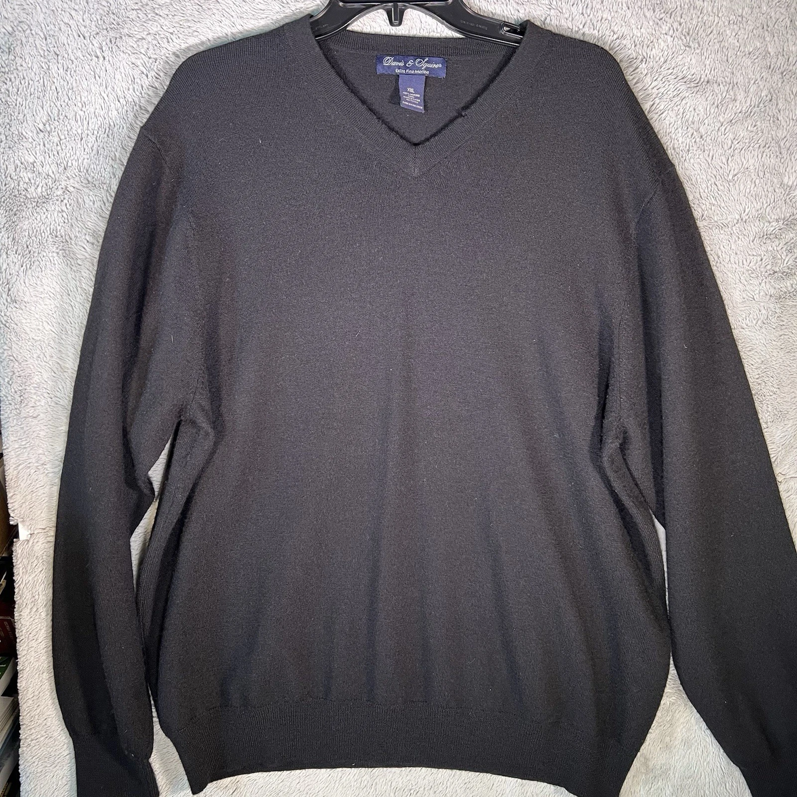 Davis & Squire Extra Fine Merino Modern Fit V-Neck Sweater Size XL Quiet Luxury