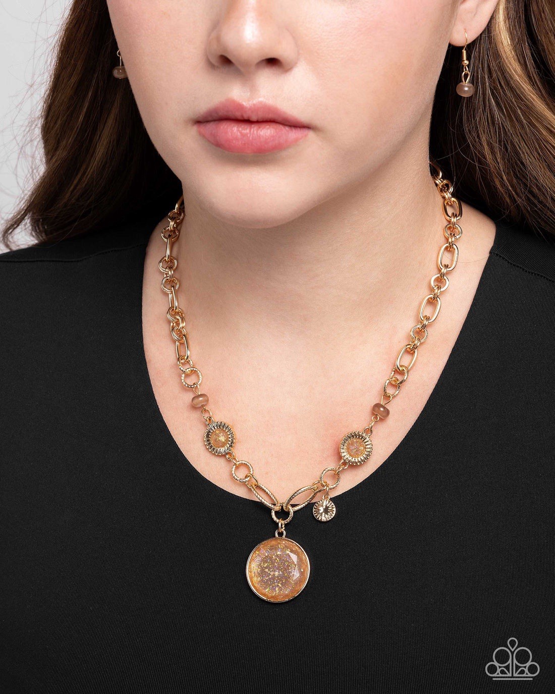New Paparazzi Jewelry-Flecks Big Thing Necklace-Brown