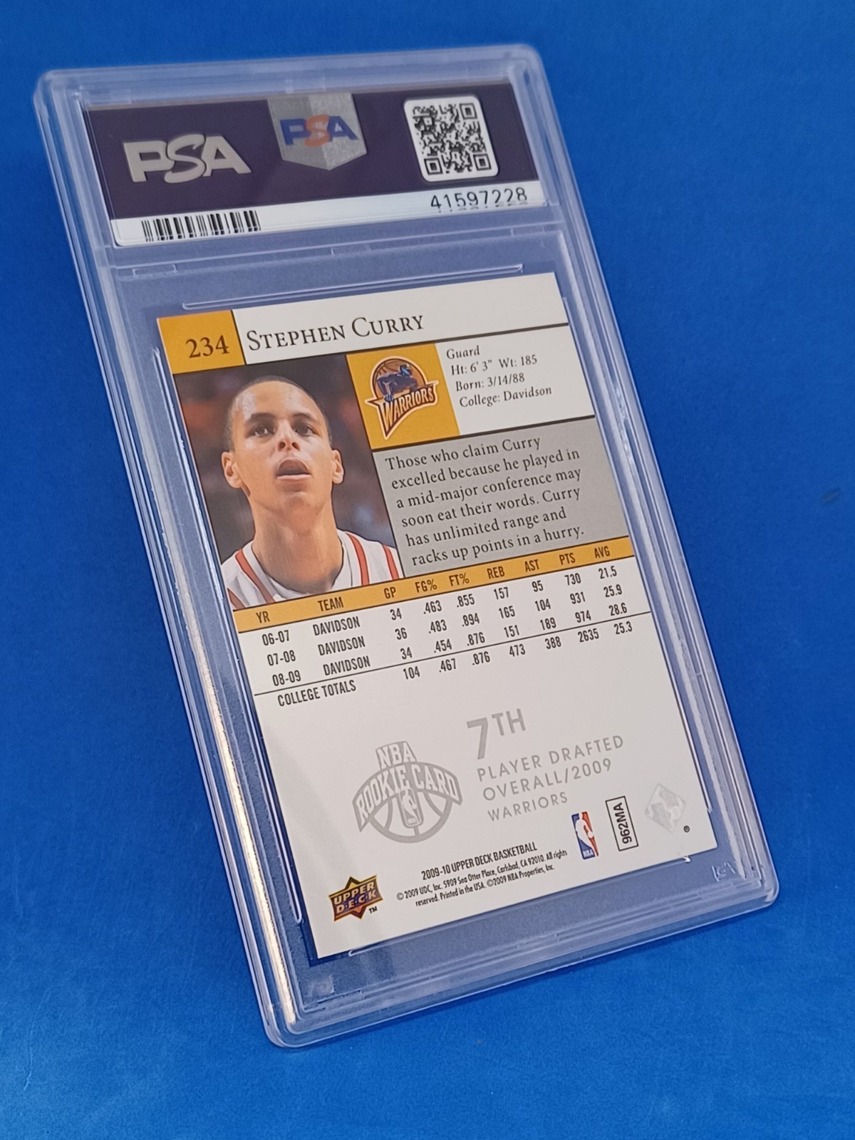 STEPHEN CURRY PSA 10 2009-10 UPPER DECK #234 STAR ROOKIES RC  WARRIORS Rookie view 12