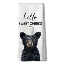 16x24 Inch Funny Black Bear Bathroom Hand Towels Wild Animal Washroom Decor