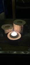 Triple Set Wooden Tea light Candle Holders Home Decor Handmade