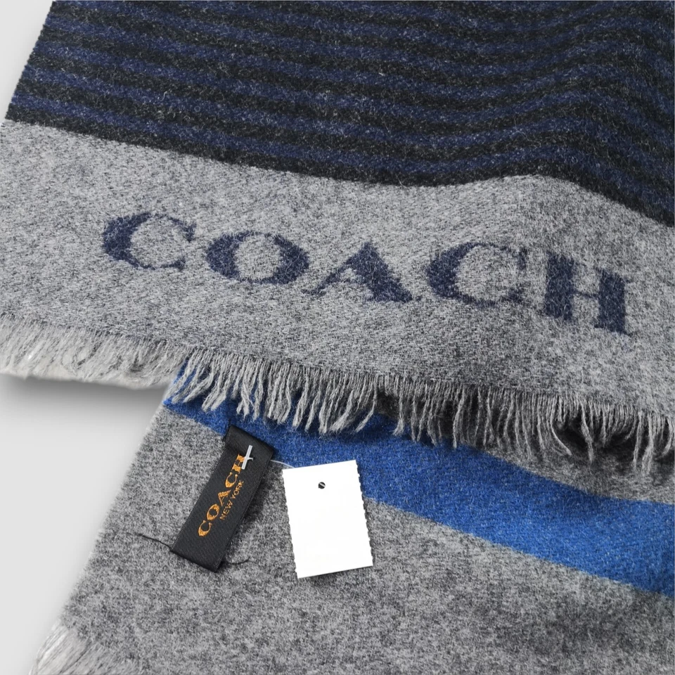 Vintage Coach Wool Scarf Striped Muffler Winter Warmer Muffler Neck Scarves - Image 4 of 4