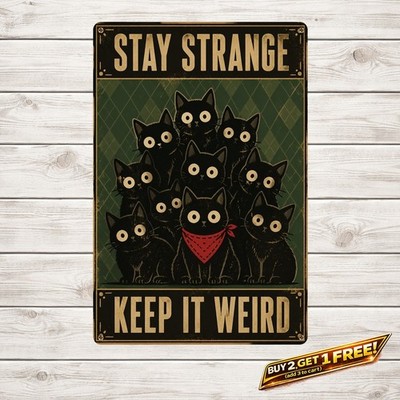 Being Normal Is Boring Black Cat Tin Sign Funny Pet Wall Decor