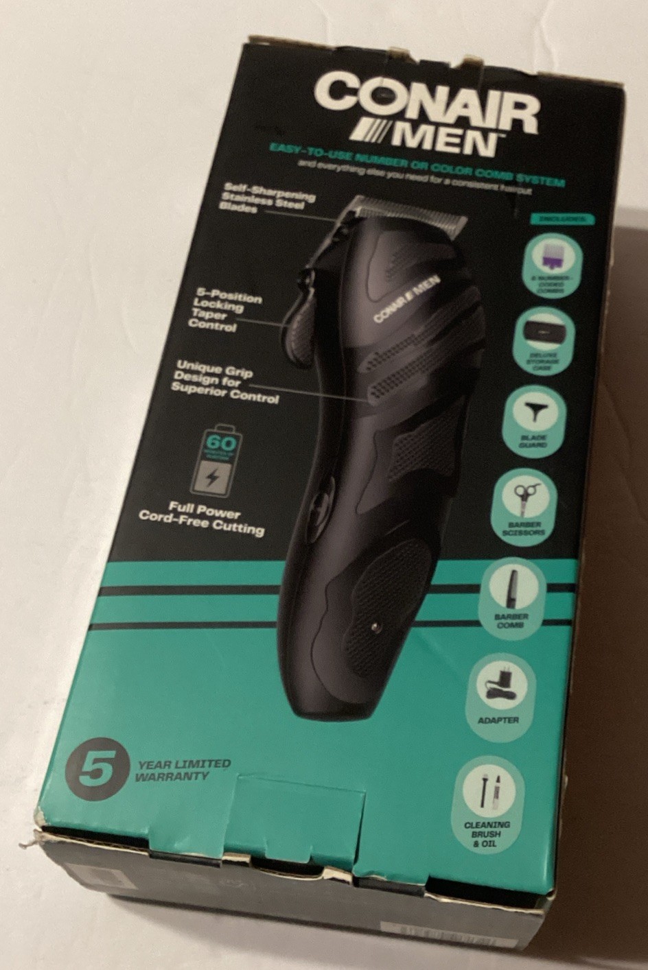 Conair Haircut Kit, Men's Cord/Cordless Color Coded Clippers Case Scissors Comb