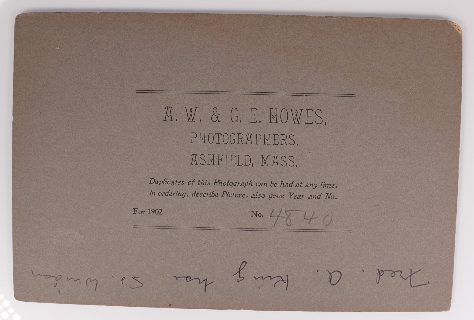 Antique Cabinet Card 1900s A.W. & G.E. Howes Fred A King House Ashfield Mass — additional view