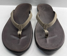 OluKai Ho'opio Womens Sandals Size US 8 Brown Flip Flops Slippers Beach