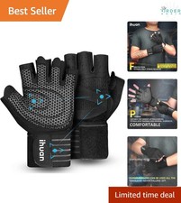 Ventilated Gym Gloves Faux Leather Large Hand Support for Weightlifting