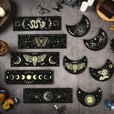 Thyle 10 Pcs Black Gold Wooden Tarot Card Holder Stand Include Rectangular Ta...