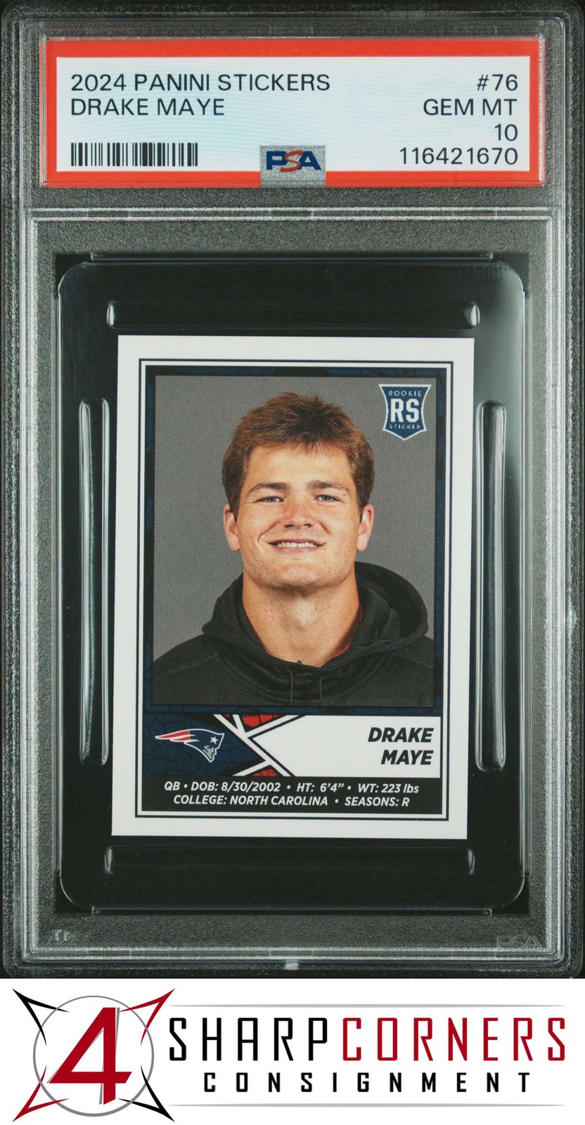 Drake Maye Panini Stickers #76 Base