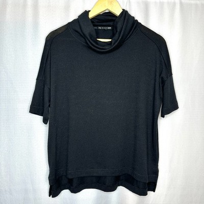 Rag & Bone Short Sleeve Turtleneck Oversize Hi-low Top Small Minimalist Preppy