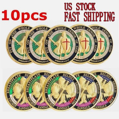 US 10 Pcs Put on the Whole Armor of God Commemorative Collection Challenge Coin