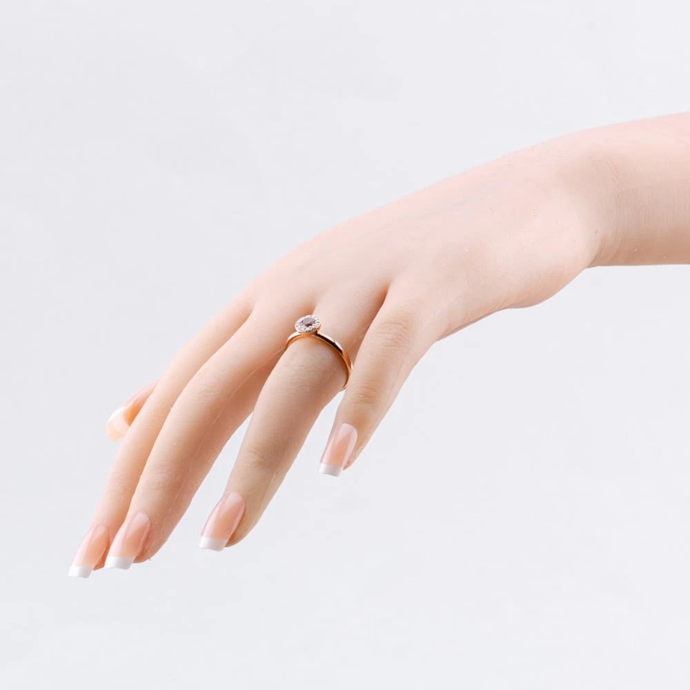 Anillo con racimo de diamantes y turmalina rosa de oro rosa de 9 quilates NTR...