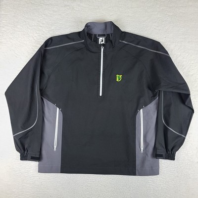 Foot Joy Windbreaker Pull Over Mens Large Black Gray Quarter Zip Sweater Rain