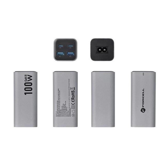Forcell Caricabatterie Gan3 Vt-49 100w 2x Usb-c 2x Usb Per Cubot Max 2 X19 - Immagine 4 di 4