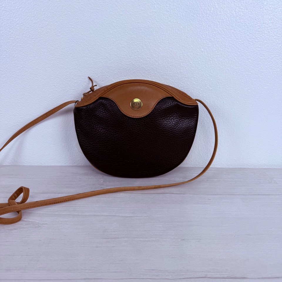 Vintage Christian Dior Crossbody Bag Black Leather Quiet Luxury Chic Minimalist