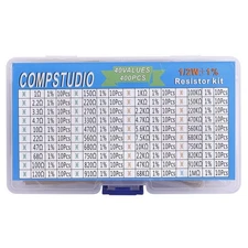 1/2W 1% 40 Values 400pcs Resistor Assortment Kit 1/2 Watt Metal Film Fixed Re...