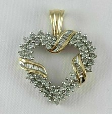 3 Ct Round Cut Simulated Diamond Cluster Heart Pendant 14k Yellow Gold Plated