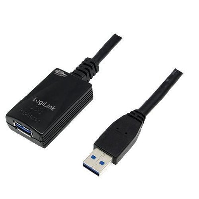 LogiLink UA0127 USB 3.0 cable USB-A/M to USB-A/F, amplifier, black, 5 m 5.0 ~E~