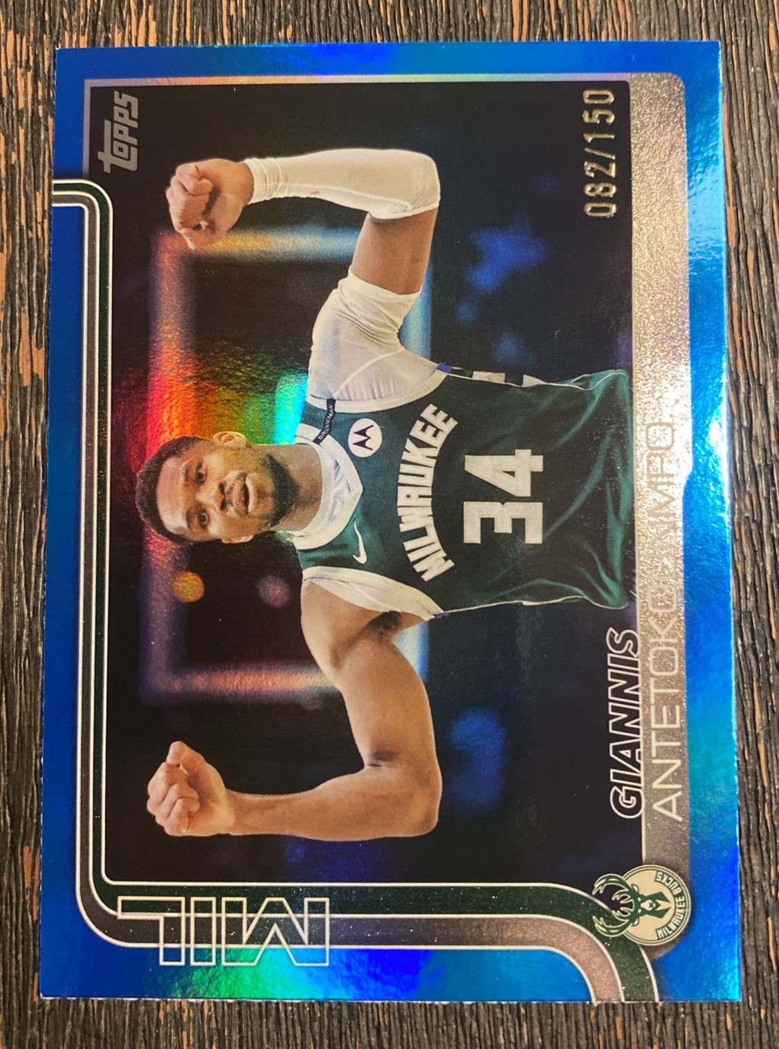 Giannis Antetokounmpo  2025-26 Topps #54 Bucks Blue Rainbow Holo /150