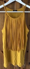 Lovely Zara Trafac Mustard Yellow Fringed Tank Top Size Small