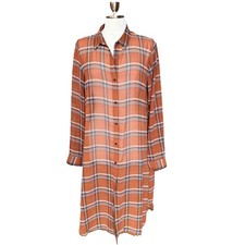 Sheer Plaid Shirt Dress Women’s Large Forever 21
