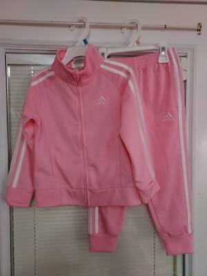 Pink Adidas Tracksuit Girls ADIDAS SIZE 4T PINK WHITE FULL ZIP - Main Image